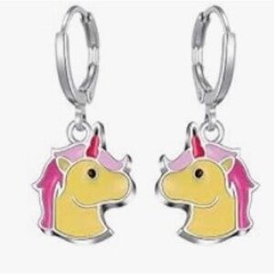 Unicorn Hoop Earrings - Pink and Yellow